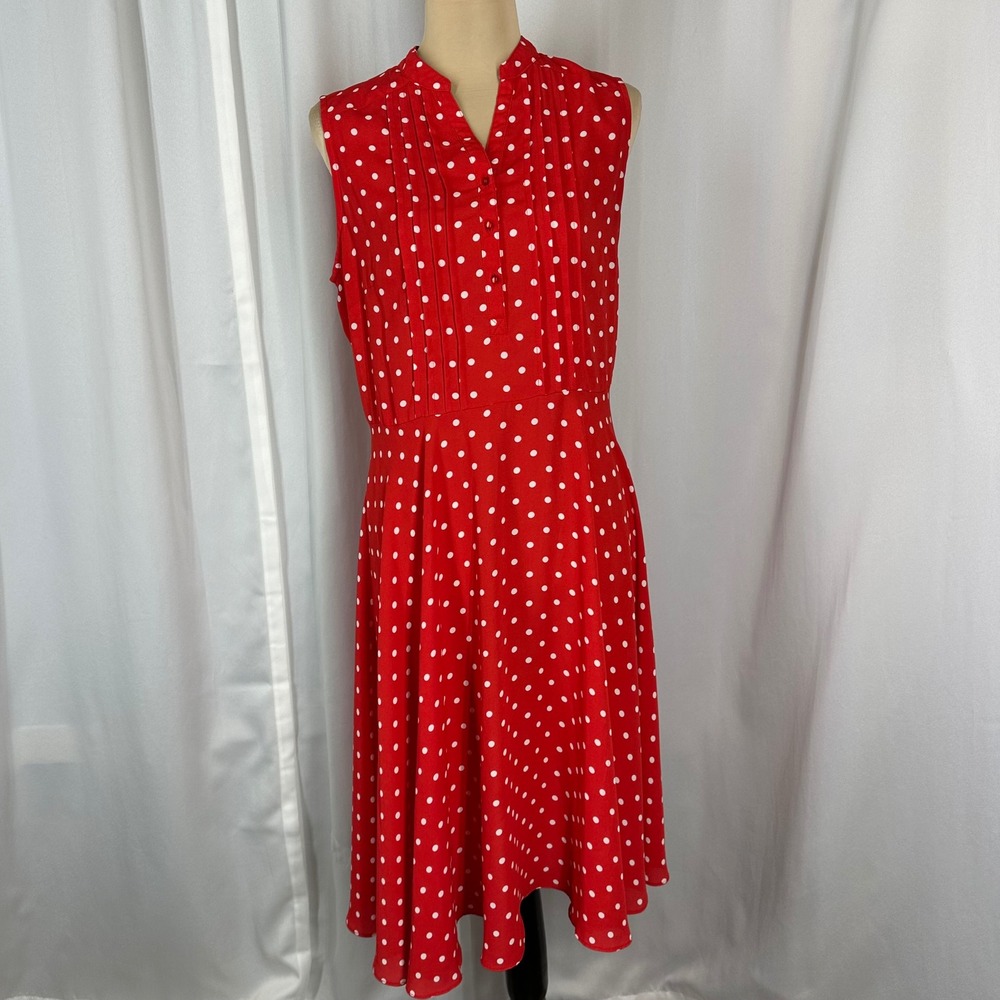 Nanette Lepore Red Polka Dot Dress Size 6 Retro Vintage Style Midi - Picture 3 of 13